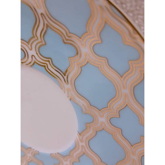 Grace's Teaware Blue Debra Saucer 6" Plate Gold Handpainted Geometric Regency - Picture 9 of 12